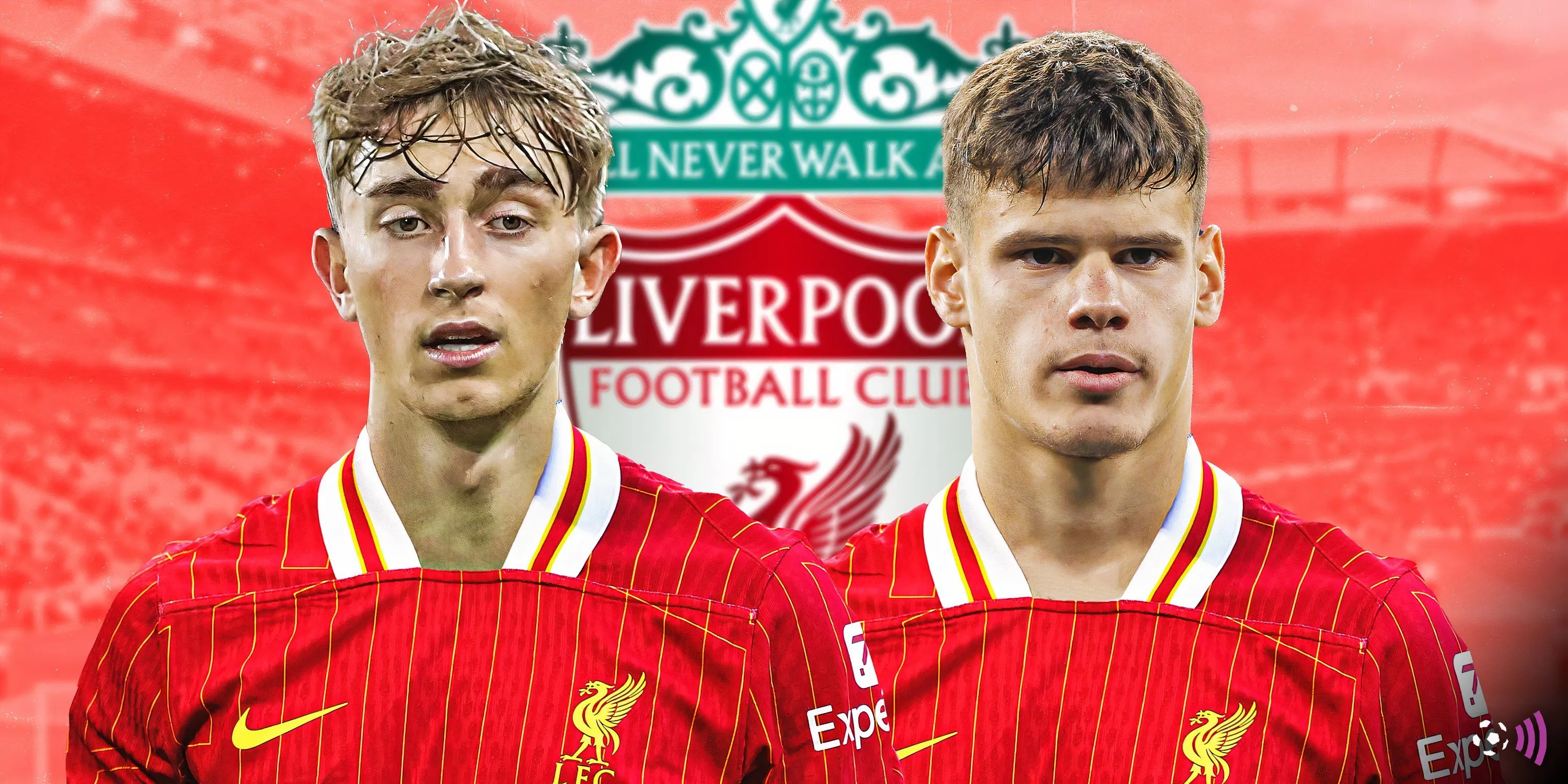 Hình ảnh tượng trưng cho các mục tiêu chuyển nhượng trẻ tiềm năng của Liverpool như Kerkez và Huijsen.
