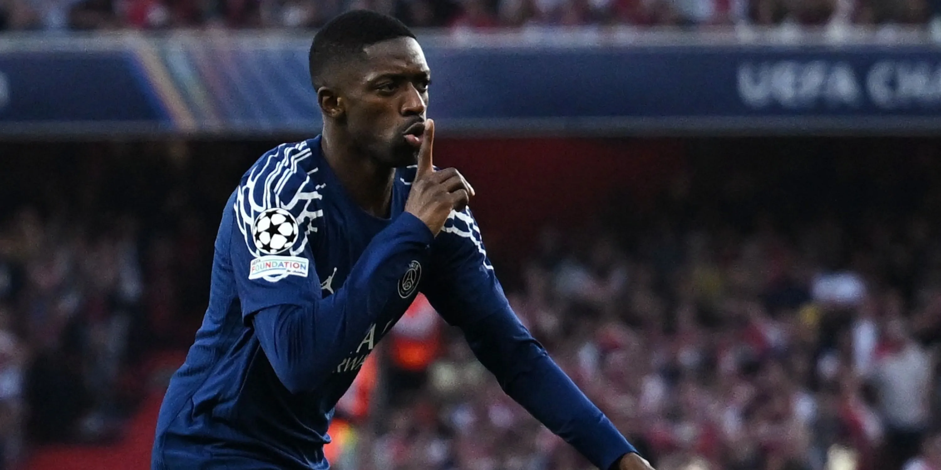 Ousmane Dembele ăn mừng bàn thắng cho PSG tại Champions League
